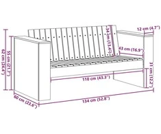 Sodo sofa Natūrali 134 x 60 x 62 cm Kietos pušies mediena