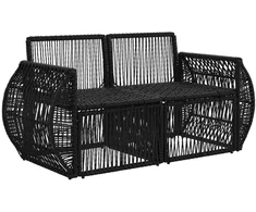 Sodo sofa 2-Vietų skaičius Juoda poliratanas