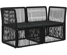 Sodo sofa 2-Vietų skaičius Juoda poliratanas