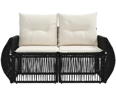 Sodo sofa 2-Vietų skaičius Juoda poliratanas