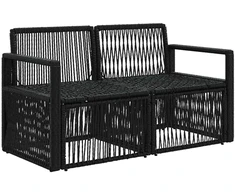 Sodo sofa 2-Vietų skaičius Juoda poliratanas