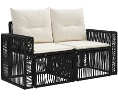 Sodo sofa 2-Vietų skaičius Juoda poliratanas
