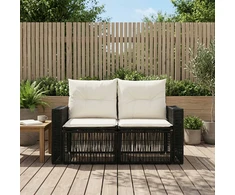 Sodo sofa 2-Vietų skaičius Juoda poliratanas