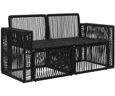 Sodo sofa 2-Vietų skaičius Juoda poliratanas