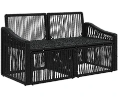 Sodo sofa 2-Vietų skaičius Juoda poliratanas