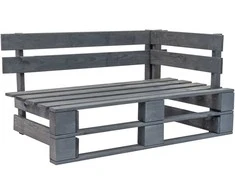 Sodo sofa iš palečių su smėlio pagalvėlėmis, pušies mediena