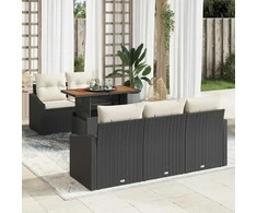 Lauko baldų komplektas Sodo Sofų Rinkinys su saugykla 6 pcs Juoda Poli ratanas