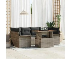 Sodo Sofų Rinkinys su pagalve 7 pcs Pilka