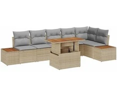 Sodo valgomojo komplektas su pagalve 7 pcs Bežinė ir pilka