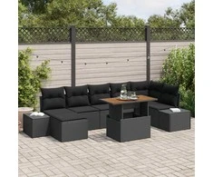 Sodo Sofų Rinkinys su pagalve 8 pcs Juoda ir Ruda