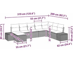 Sodo Sofų Rinkinys su pagalve 8 pcs poliratanas