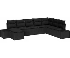 Sodo Sofų Rinkinys su pagalve 8 pcs Juoda poliratanas