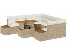Sodo valgomojo komplektas su pagalve 9 pcs Bežinė ir kreminė
