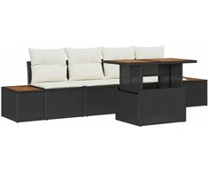 Sodo valgomojo komplektas su pagalve 5 pcs Juoda ir smėlinė