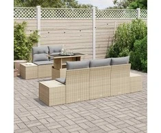 Sodo Sofų Rinkinys su pagalve 6 pcs Bežinė ir šviesiai pilka