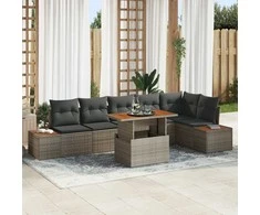 Sofa Sodo valgomojo komplektas su pagalve 7 pcs Pilka ir ruda