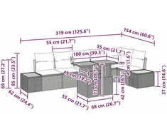 Sofa Sodo valgomojo komplektas su pagalve 7 pcs Pilka ir ruda