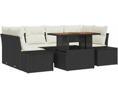 Sodo valgomojo komplektas su pagalve 7 pcs Juoda ir kreminė