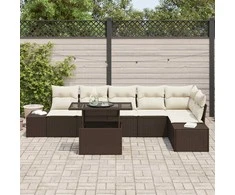 Lauko baldų komplektas Sodo Sofų Rinkinys su saugykla 7 pcs Ruda Poli ratanas
