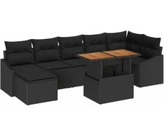 Sodo valgomojo komplektas su pagalve 8 pcs Juoda ir Ruda