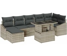 Sodo Sofų Rinkinys 8 pcs Šviesiai pilka ir tamsiai pilka