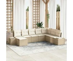 Sodo Sofų Rinkinys su pagalve 8 pcs Smėlio poliratanas