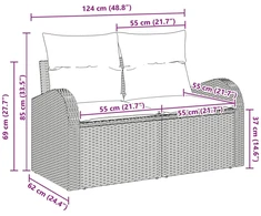Sodo sofa Ruda 124 x 62 x 85cm poliratanas