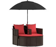 Sodo sofa Ruda ir raudona 168 x 168 x 180 cm poliratanas