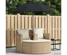Sodo sofa su pagalve 8 pcs Bežė ir kreminė balta poliratanas