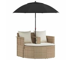 Sodo sofa su pagalve 8 pcs Bežė ir kreminė balta poliratanas