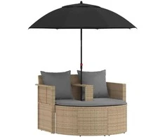 Sodo sofa su pagalve 8 pcs Bežinė ir šviesiai pilka poliratanas
