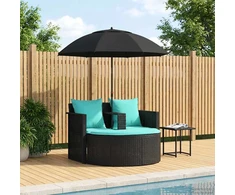 Sodo sofa su pagalve 8 pcs Juoda ir turkio poliratanas
