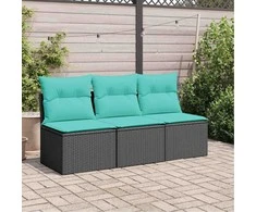 Sodo sofa su pagalve Juoda 165 x 62 x 69 cm Poli ratanas