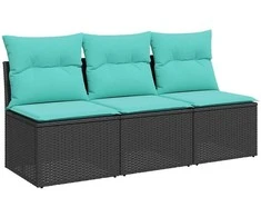 Sodo sofa su pagalve Juoda 165 x 62 x 69 cm Poli ratanas