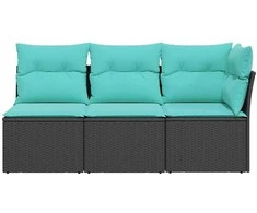 Sodo sofa su pagalve Juoda 172 x 62 x 69 cm Poli ratanas