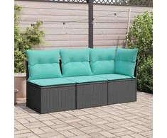 Sodo sofa su pagalve Juoda 172 x 62 x 69 cm Poli ratanas
