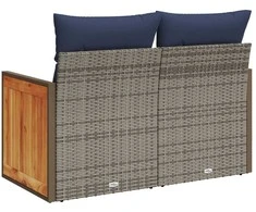 Sodo sofa su pagalvėlėmis, dvivietė, pilka, polirotangas
