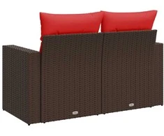 Sodo sofa su pagalvėlėmis, dvivietė, ruda, polirotangas