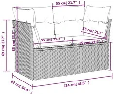 Sodo sofa su pagalve Ruda 124 x 62 x 69 cm Poli ratanas