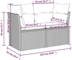 | Sodo sofa | su pagalve Ruda 124 x 62 x 69 cm poliratanas