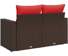 Sodo sofa su pagalvėlėmis, dvivietė, ruda, polirotangas