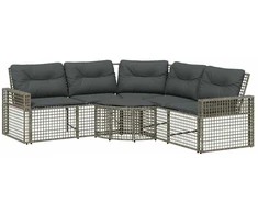sodo sofa su pagalvėlėmis ir kėdute, L formos pilkos spalvos