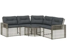 sodo sofa su pagalvėlėmis ir kėdute, L formos pilkos spalvos