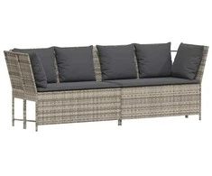 sodo sofa su pagalvėlėmis, pilka, poliratanas