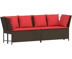 sodo sofa su pagalvėlėmis, ruda, poliratanas
