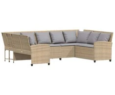 sodo sofa su pagalvėlėmis, smėlio, poliratanas