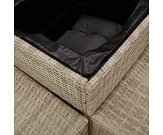 Sodo sofa su stalu/pagalvėlėmis, pilka, poliratanas, L formos
