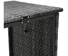 Sodo sofa su stalu/pagalvėlėmis, pilka, poliratanas, L formos