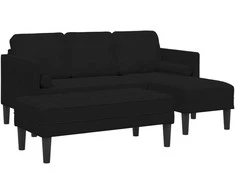 Sofa Sofos komplektas su pagalve 2 pcs Juoda Poliesteris