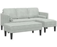 Sofa Sofos komplektas su pagalve 2 pcs Šviesiai pilka Poliesteris